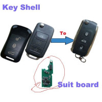 Modified Flip Key Cover Shell for Volkswagen Touran,Touareg,Audi A8 A8L,Porsche Remote Transmitter 3 Button